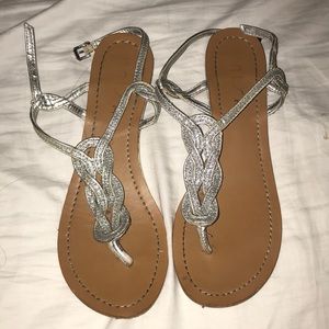 Sparkly Silver Sandals Size 8